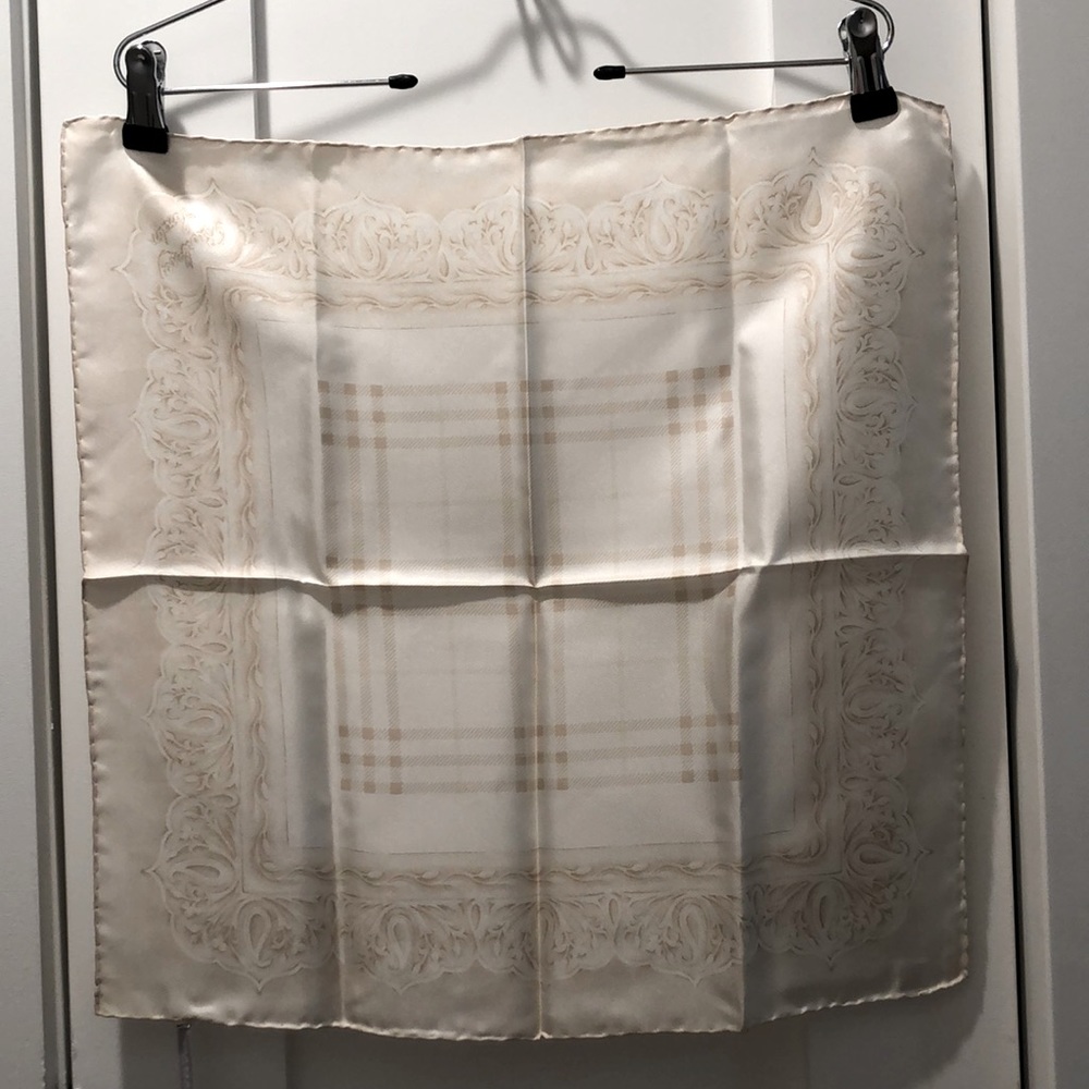 Burberry Silk pocket square/ square scarf -  18”x18” - cream color